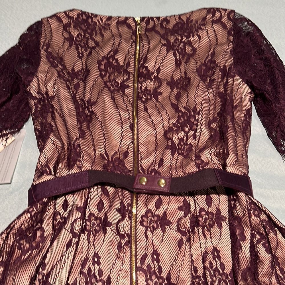 Eliza J. Lace Plum Cocktail Dress Size 6‎ D41 - Picture 12 of 13